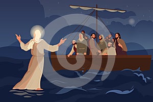 Bible narratives about Jesus walking on water. The disciples saw Jesus