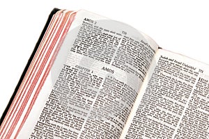 Bible open to amos