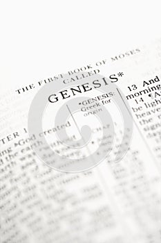 Bible open to Genesis. photo