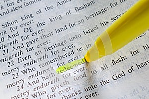 Bible passage with `redeemed` highlighted