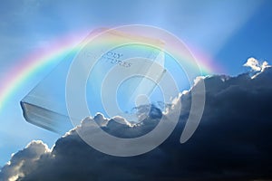 Bible rainbow storm cloud