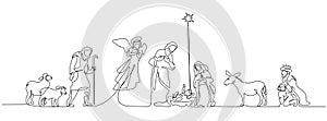 Bible scene of holy family. Vector illustration