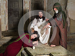 Bible scene with Mary of Bethany