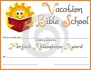 Bible school perfect attendance award