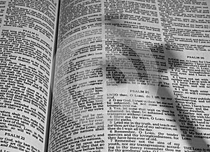 Bible with Shadow of a Cross