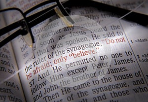 Bible text and glasses