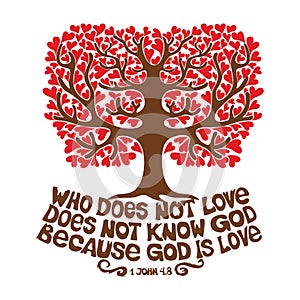 Bible typographic. Who does not love, does not know God, because God is love