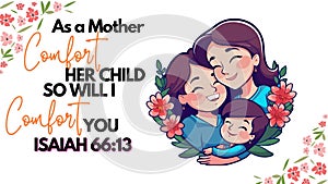Bible Verses \' As a Mother COmfort her Child so will i Comfort you Isaiah 66:13 photo