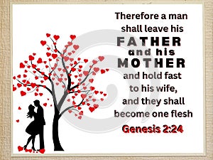 Bible Verses About marriage"Therefore a man shall leave his father and his mother and hold fast to his wife, and they