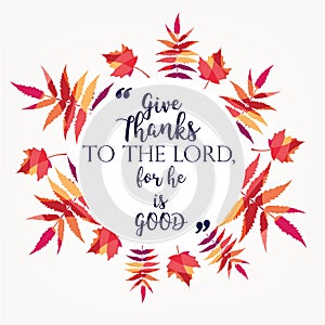 Bible verses, quote with colorful leaf design. vector illustration