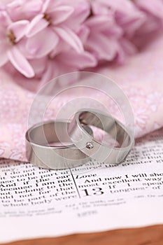 Bible and wedding rings