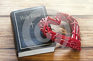 Bible on a wooden table. Love of God. The word of God