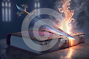 The Bible Word of God Sword of Fire the Gospel of Salvation Generative AI Illustration
