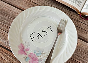 Biblical concept fasting, prayer, repentance. Christian fast on Atonement Day Yom Kippur for the forgiveness of sins.
