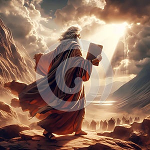 biblical figure Moses ten commandments photo