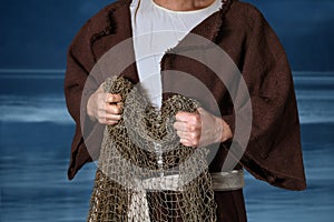 Biblical Fisherman Holding Nets