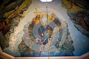 Biblical paintings in the temple. Bukovina in Ukraine