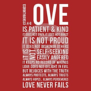 Biblical phrase from 1 corinthians 13:8, love never fails