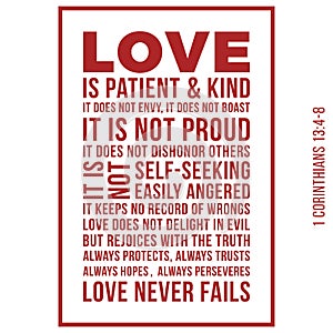 Biblical phrase from 1 corinthians 13:8, love never fails