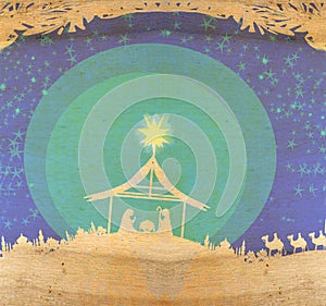 Biblical scene - birth of Jesus in Bethlehem.