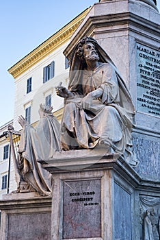 Biblical Statues at the base of the Colonna della Immacolata in Rome, Italy
