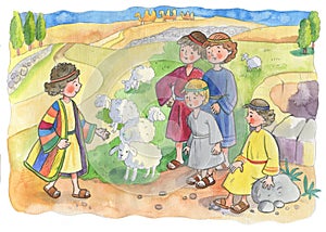 biblical story of milking children. Ilsif and the sheep