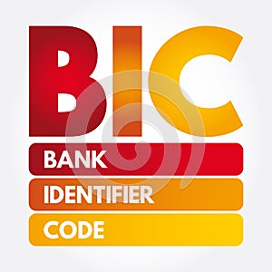 BIC - Bank Identifier Code acronym, business concept