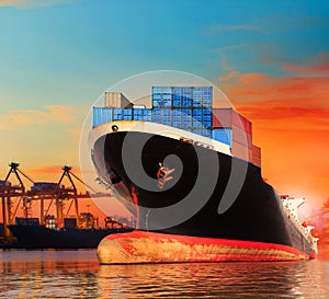 bic commercial ship in import,export pier use for vessel transport business industry and cargo ,freight ,shipping port