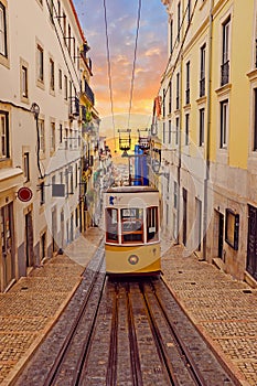 Bica tram in Lisbon Portugal photo