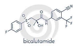 Bicalutamide prostate cancer drug anti-androgen molecule. Skeletal formula.