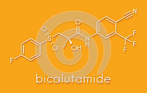 Bicalutamide prostate cancer drug anti-androgen molecule. Skeletal formula.