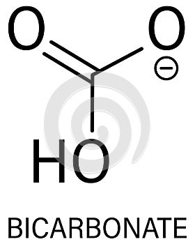 Bicarbonate anion molecule skeletal formula, chemical structure.