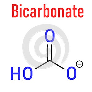 Bicarbonate anion skeletal formula, chemical structure. Flat design