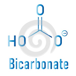 Bicarbonate anion skeletal formula, chemical structure. Flat design