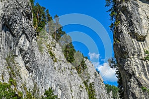 Bicaz Canyon Romania - steep cliffs and blue sky