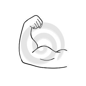 Bicep muscle illustration handdrawn doodle style vector