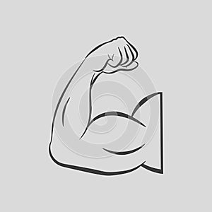 Biceps Flex Arm. Muscular Bodybuilder Pose. Vector illustration.