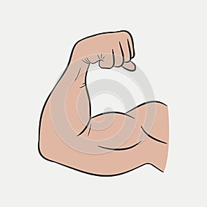 Biceps hands, strong arm, trained muscles. Vector. photo