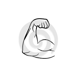 Biceps muscle arm, vector illustration line style and flat design