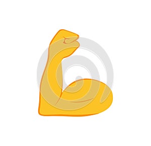 Biceps vector isolated emoji gesture flat illustration. Muscle emoticon.