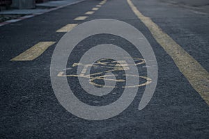 Bicicle lane in the closeup