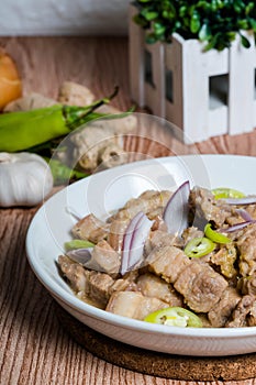 Bicol express or spicy pork belly in coconut shrimp sauce