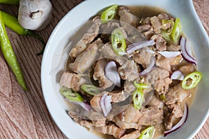 Bicol express or spicy pork belly in coconut shrimp sauce