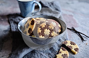 Bicolor cookies with four leaf clover decoration