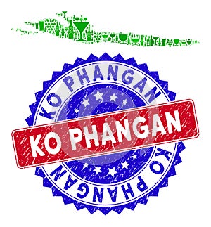 Bicolor Ko Phangan Distress Seal and Wine Composition of Hvar Island Map photo