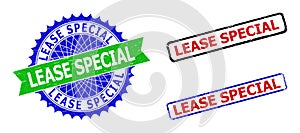 LEASE SPECIAL Rosette and Rectangle Bicolor Stamp Seals with Grunged Styles