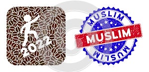 Bicolor Muslim Distress Seal Stamp and Coffee Seeds Inverted Mosaic Man Climbing 2022