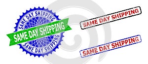 SAME DAY SHIPPING Rosette and Rectangle Bicolor Stamps with Grunged Styles photo