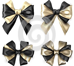 Bicolour satin bows isolated on white.