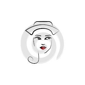 Bicorn hat, girl icon. Element of beautiful girl in a hat icon for mobile concept and web apps. Thin lin Bicorn hat, girl icon can